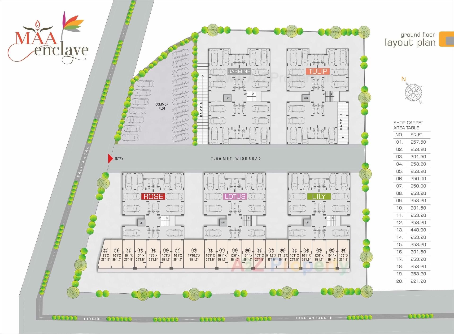 Layout of real estate project Maa Enclave located at Kadi, Mehsana, Gujarat