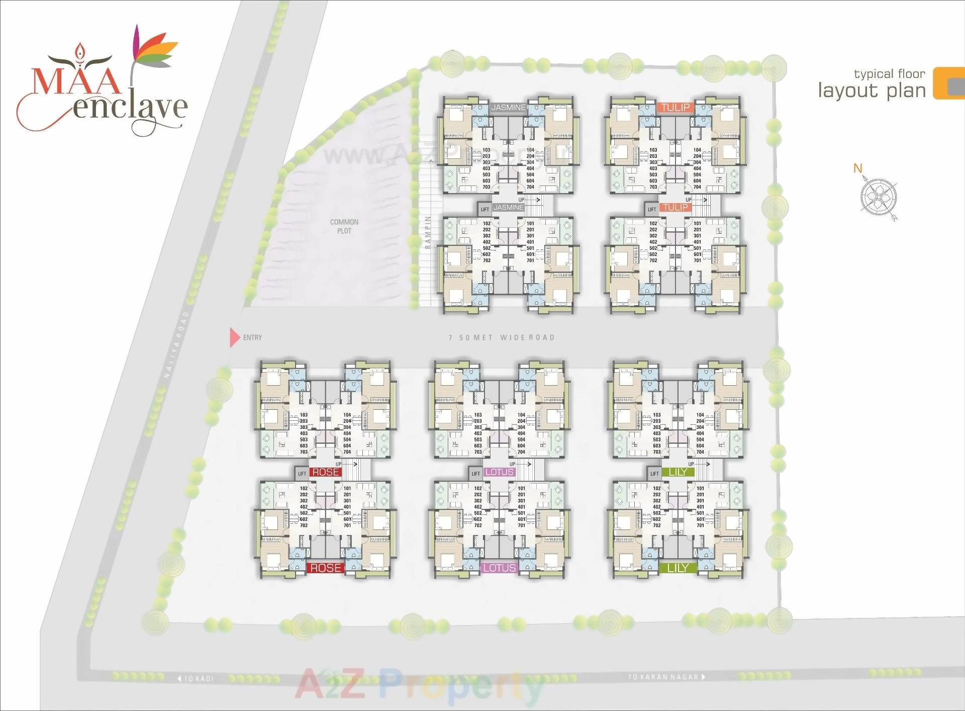 Layout of real estate project Maa Enclave located at Kadi, Mehsana, Gujarat