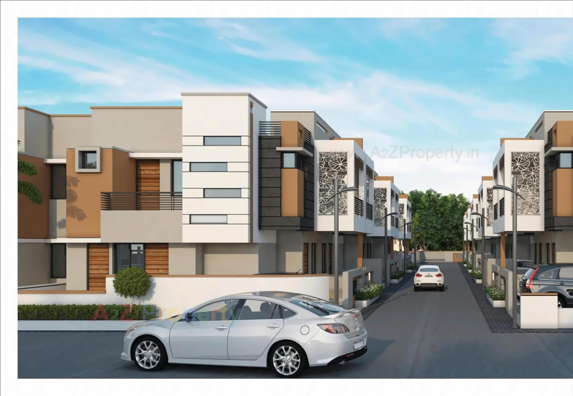 3D Elevation of real estate project Malhar Bungalows located at Mehsana, Mehsana, Gujarat