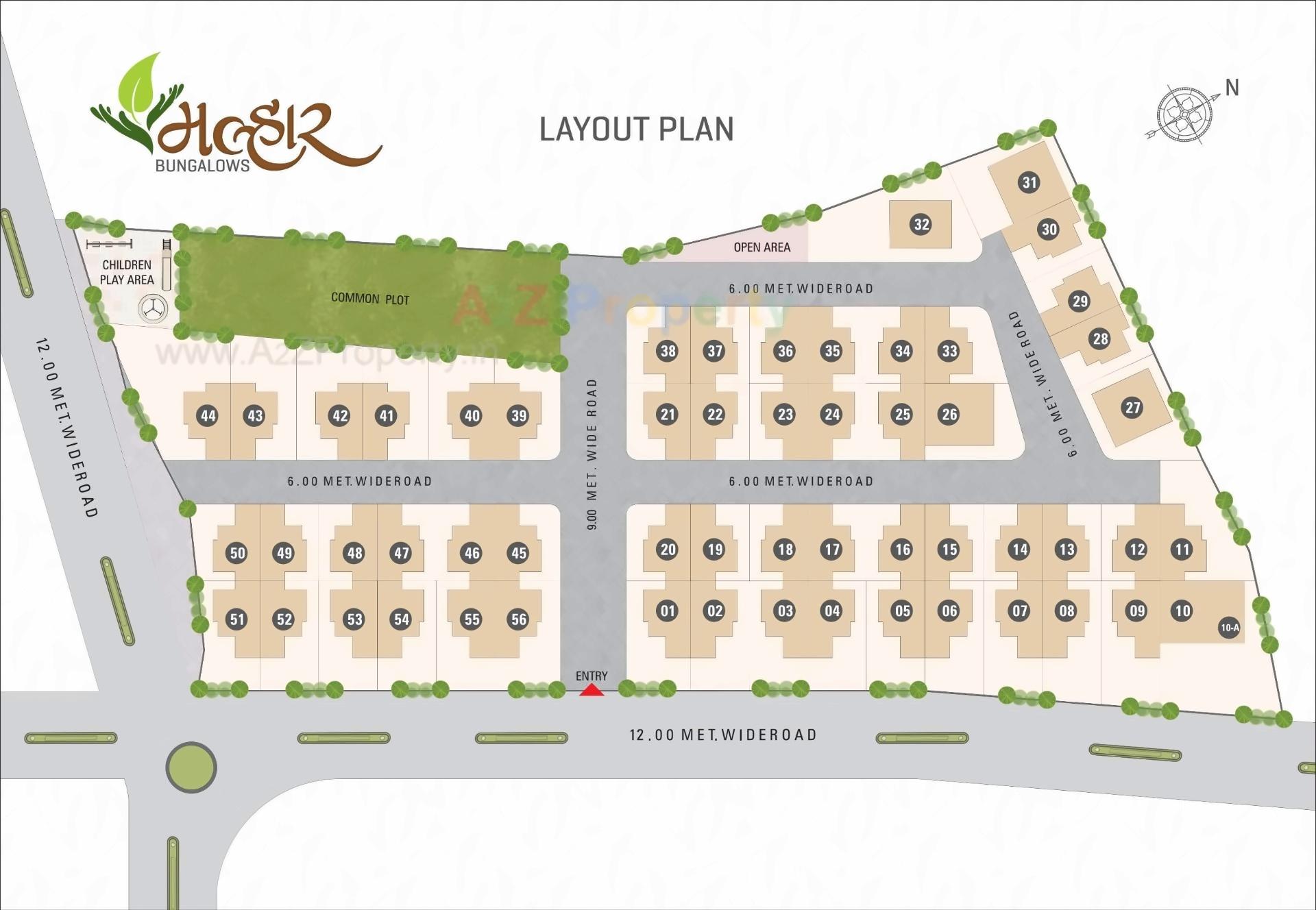 Layout of real estate project Malhar Bungalows located at Mehsana, Mehsana, Gujarat