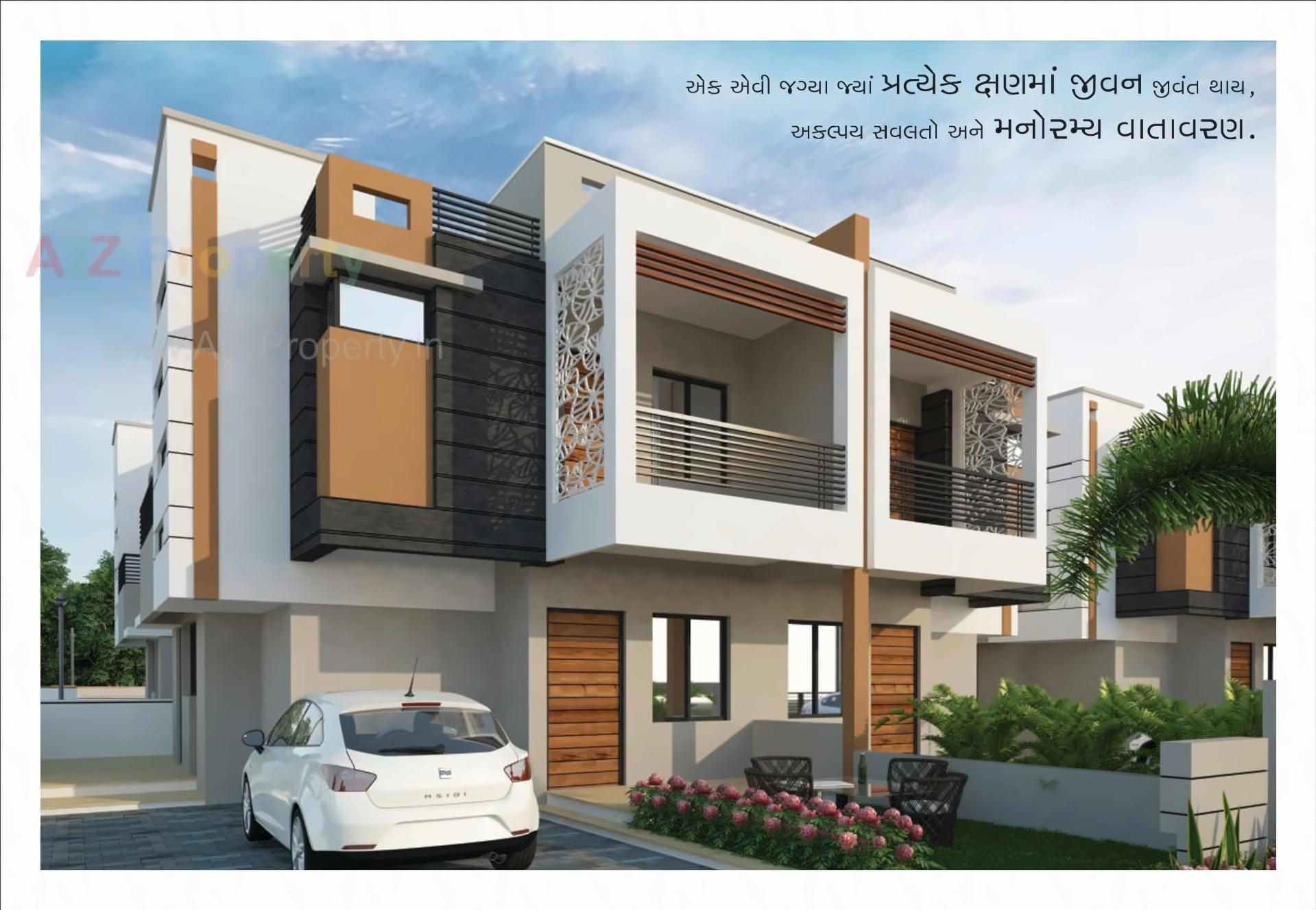 3D Elevation of real estate project Malhar Bungalows located at Mehsana, Mehsana, Gujarat