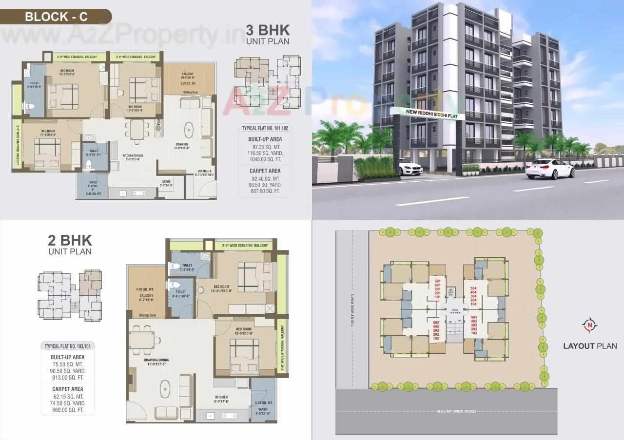 Layout of real estate project New Riddhi Siddhi Flat located at Kadi-kasba, Mehsana, Gujarat