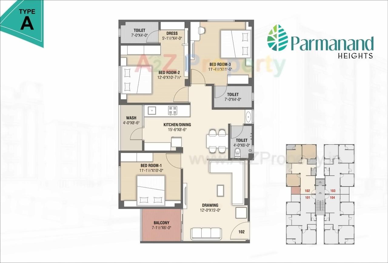Layout of real estate project Parmanand Heights located at Kadi, Mehsana, Gujarat
