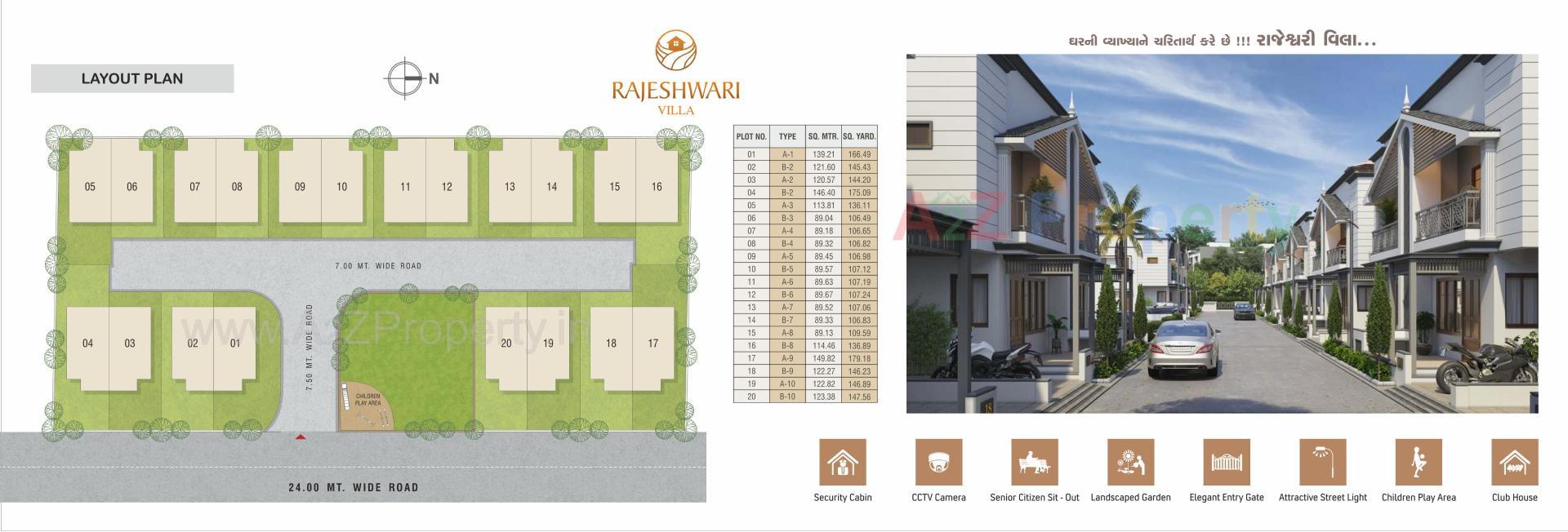Layout of real estate project Rajeshwari Villa located at Kadi, Mehsana, Gujarat