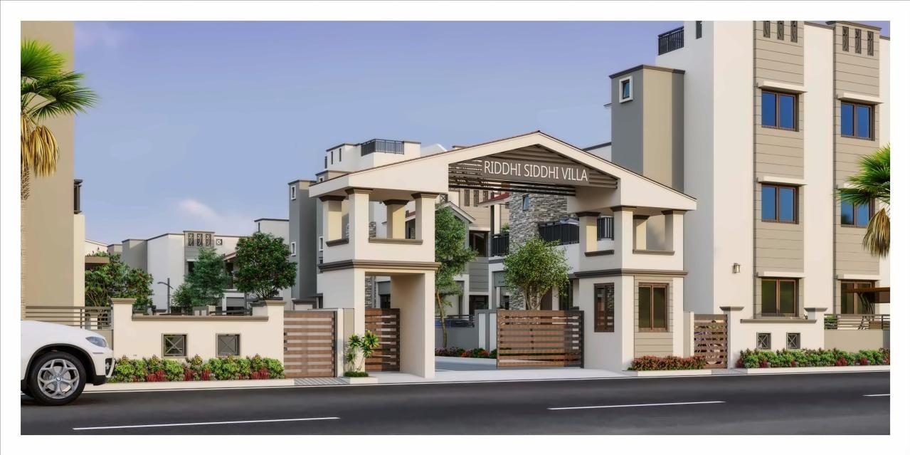 3D Elevation of real estate project Riddhi Siddhi Villa located at Kadi, Mehsana, Gujarat