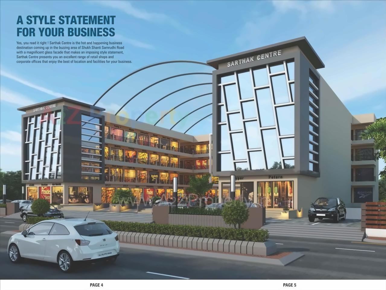 3D Elevation of real estate project Sarthak Centre located at Kadi, Mehsana, Gujarat