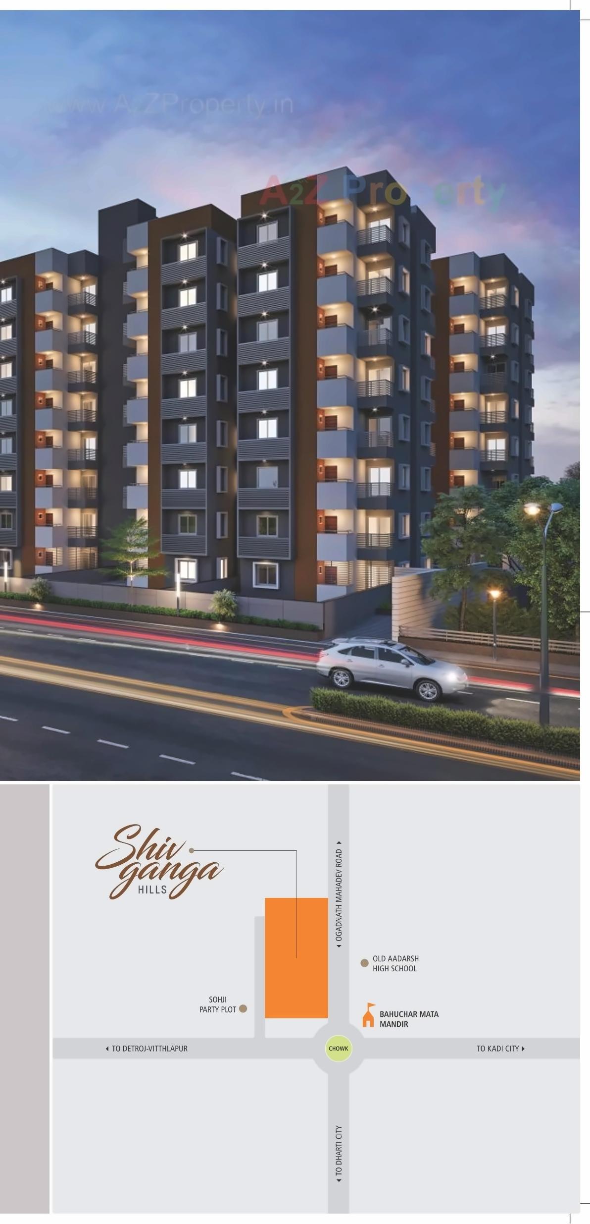 3D Elevation of real estate project Shiv Ganga Hills located at Kadi, Mehsana, Gujarat