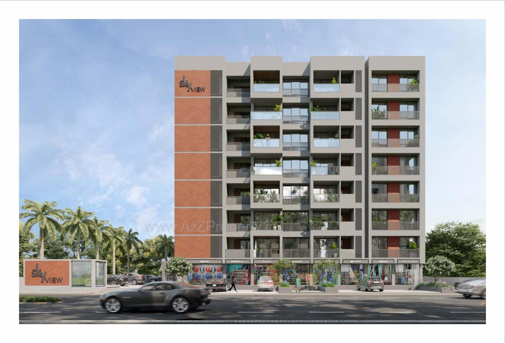 3D Elevation of real estate project Sky View located at Kadi, Mehsana, Gujarat