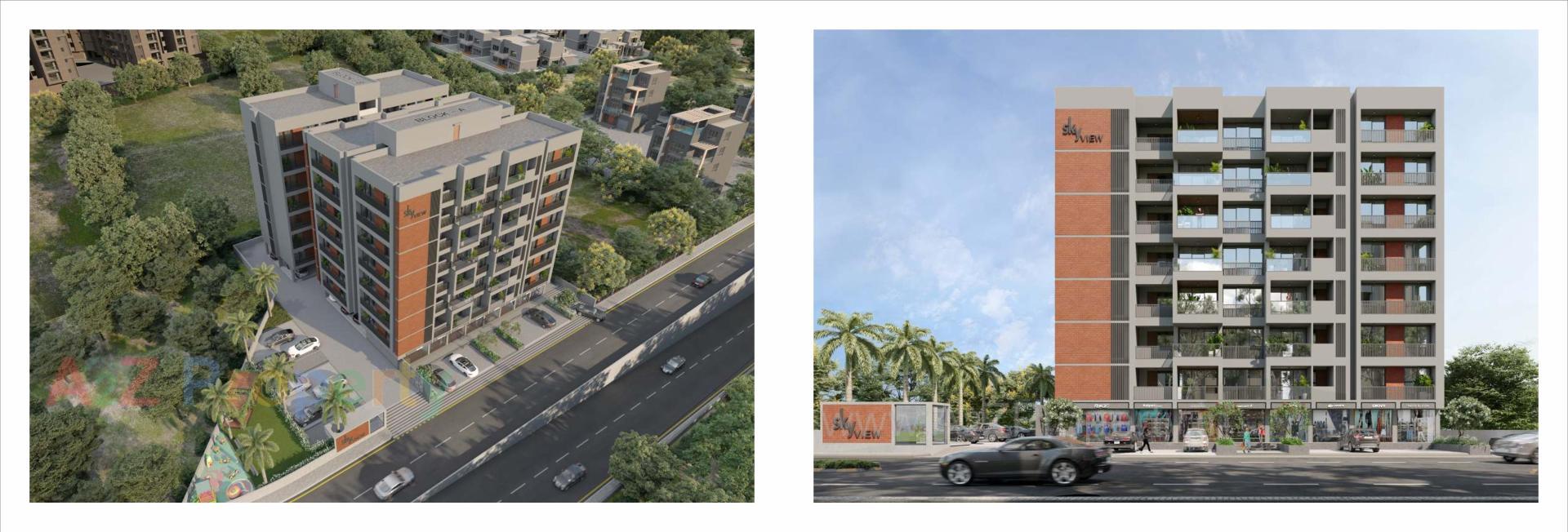 3D Elevation of real estate project Sky View located at Kadi, Mehsana, Gujarat