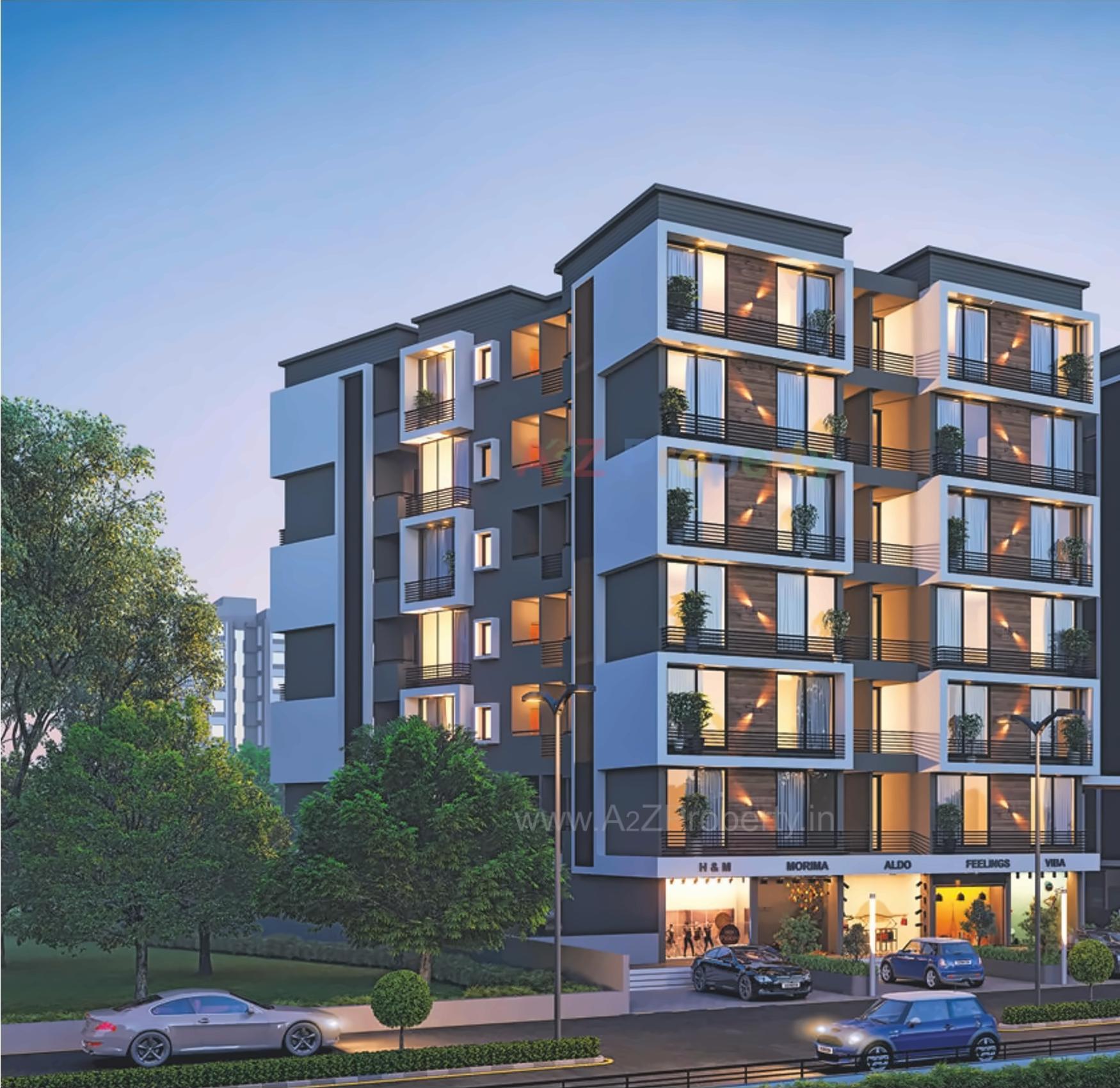 3D Elevation of real estate project Vandemataram Heights located at Kadi, Mehsana, Gujarat