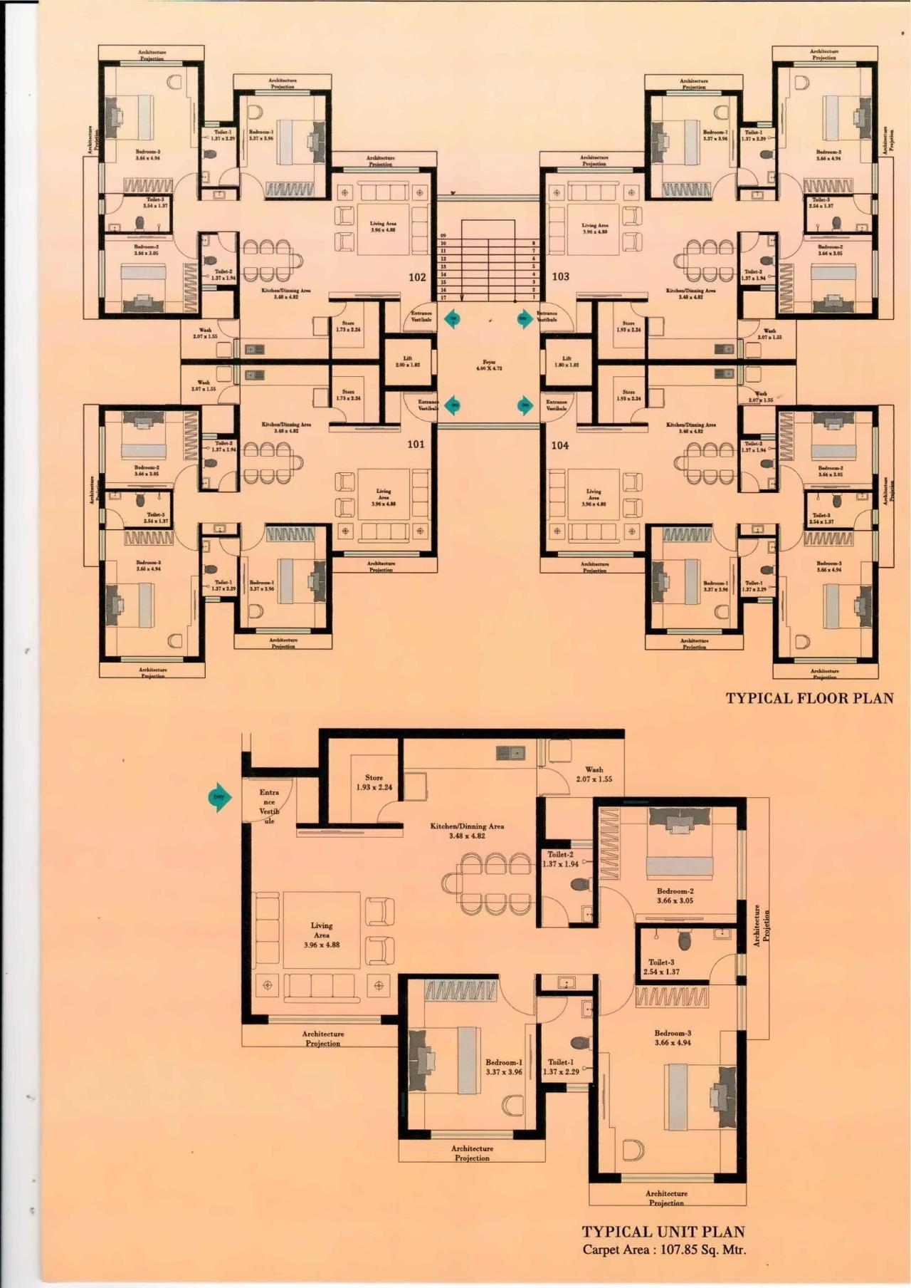 Layout of real estate project Sunflora Heights located at Vajepar, Morbi, Gujarat