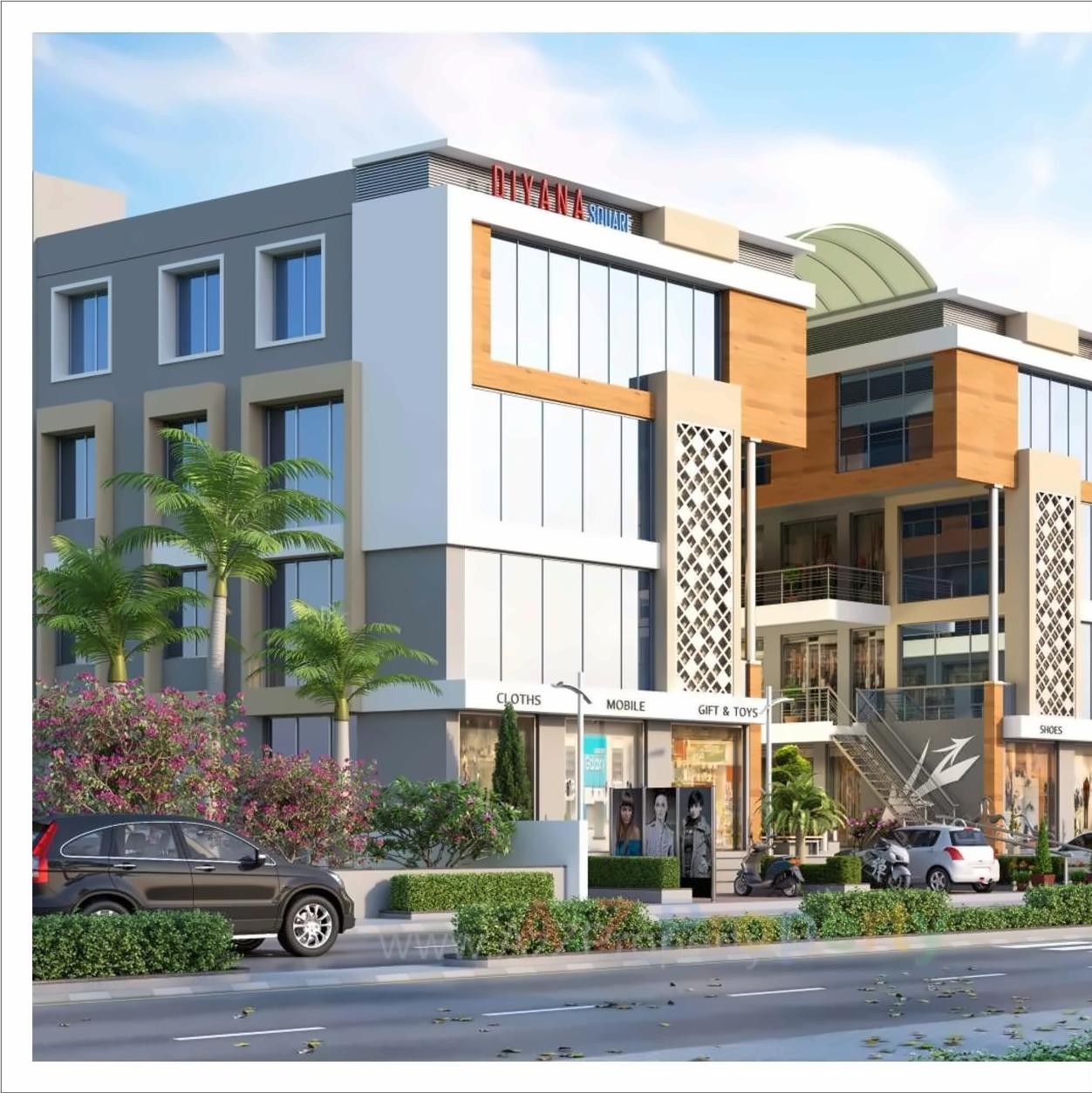 3D Elevation of real estate project Diyana Square located at Gungadipati, Patan, Gujarat