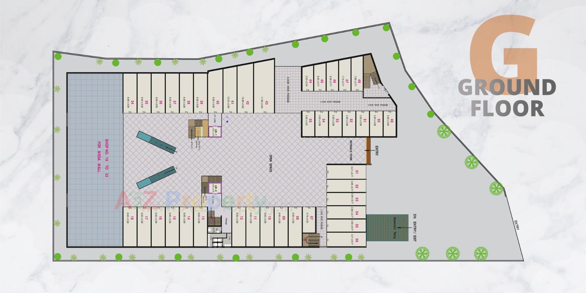 Layout of real estate project Treg Mall located at Gungdipati, Patan, Gujarat