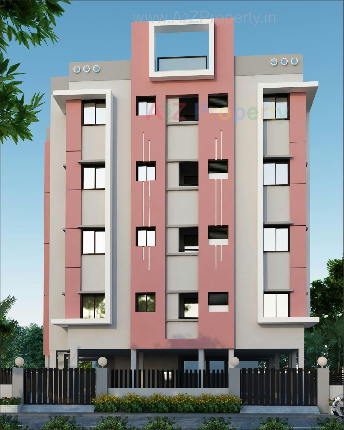 3D Elevation of real estate project Akashganga Appartment located at Rajkot, Rajkot, Gujarat