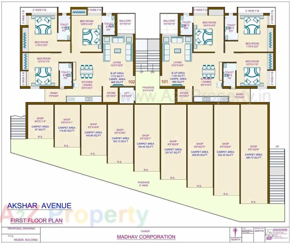 Layout of real estate project Akshar Avenue located at Mavdi, Rajkot, Gujarat