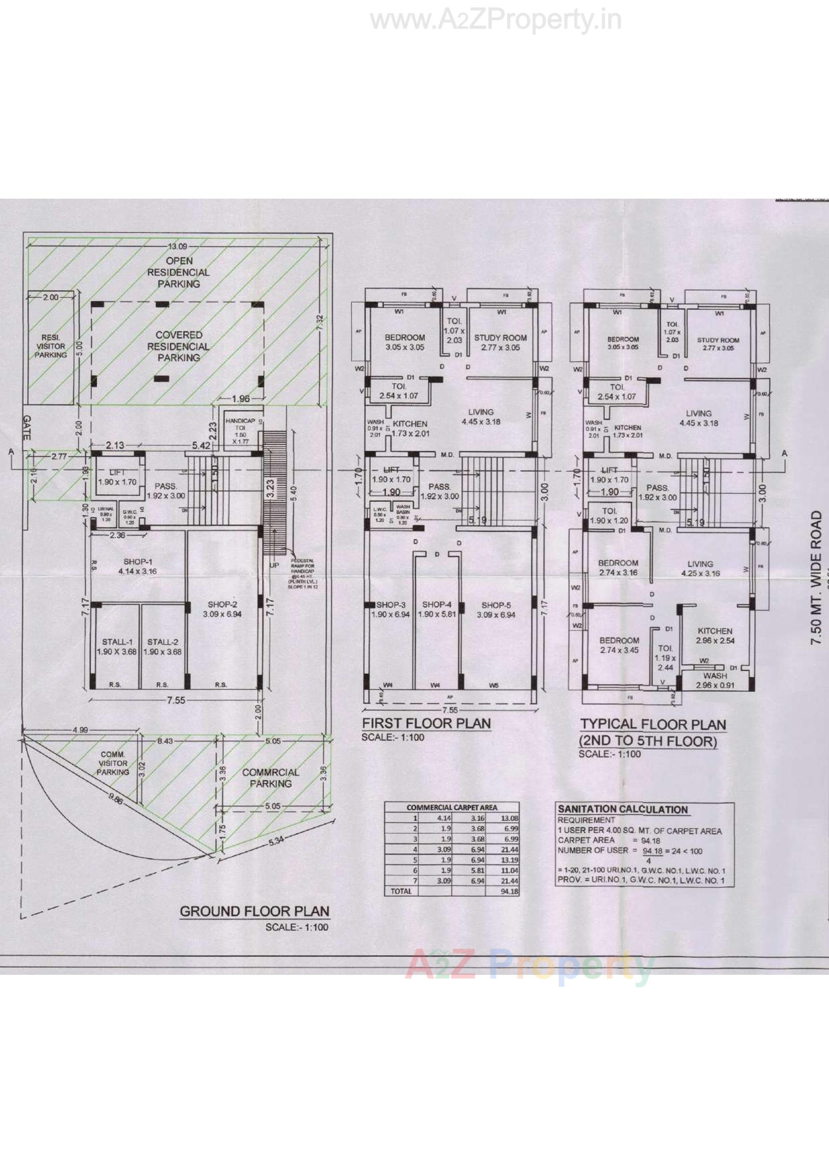 Layout of real estate project Ashirwad Apartment located at Khokhaddad, Rajkot, Gujarat