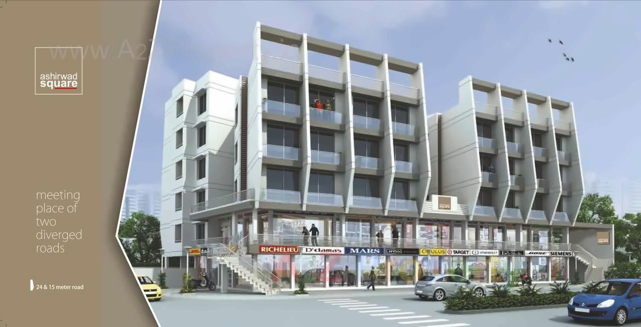 3D Elevation of real estate project Ashirwad Square located at Rajkot, Rajkot, Gujarat