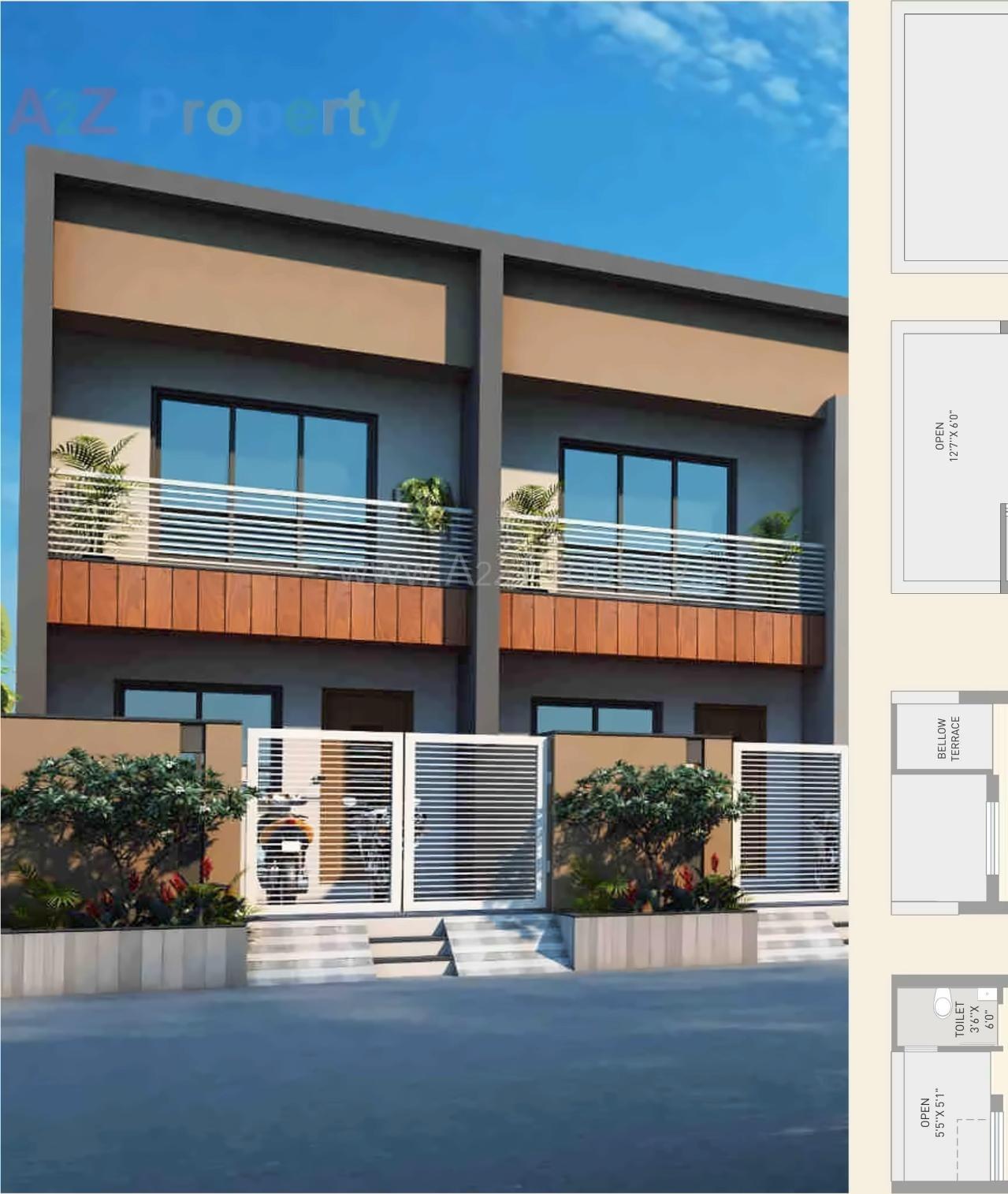 3D Elevation of real estate project Atulyam Bungalows located at Ghanteshwar, Rajkot, Gujarat