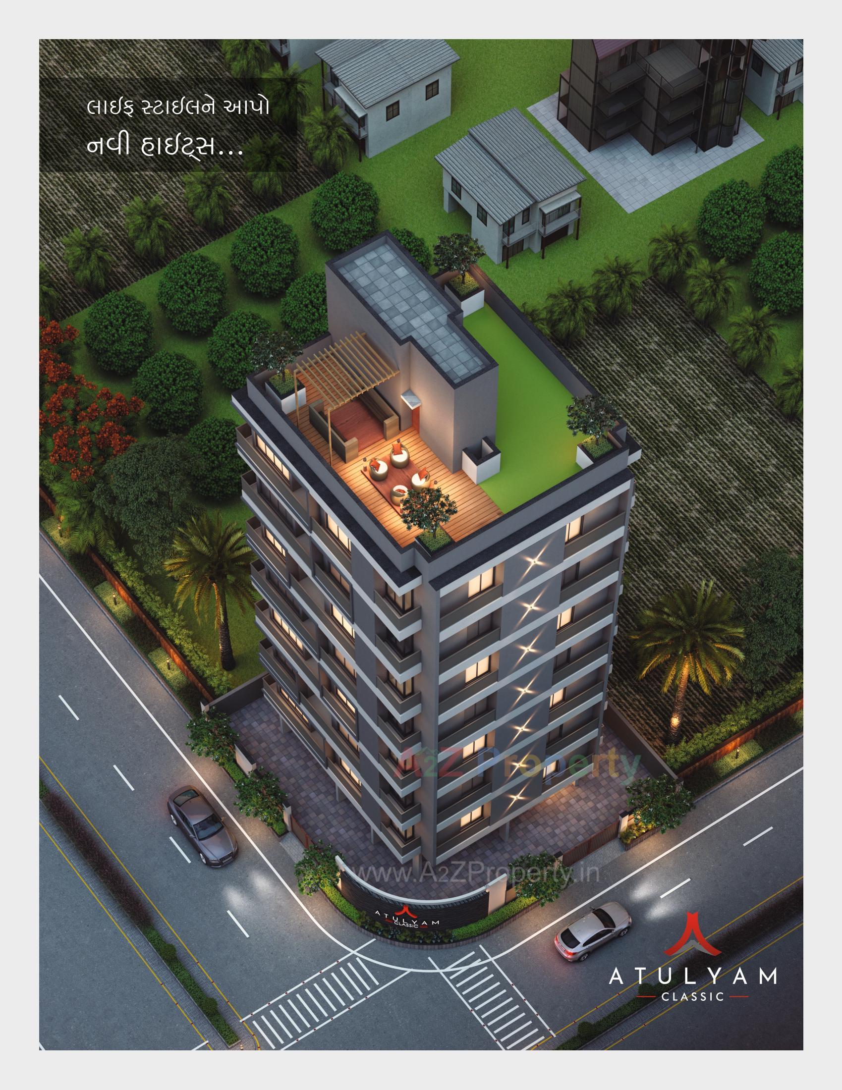 3D Elevation of real estate project Atulyam Classic located at Raiya, Rajkot, Gujarat