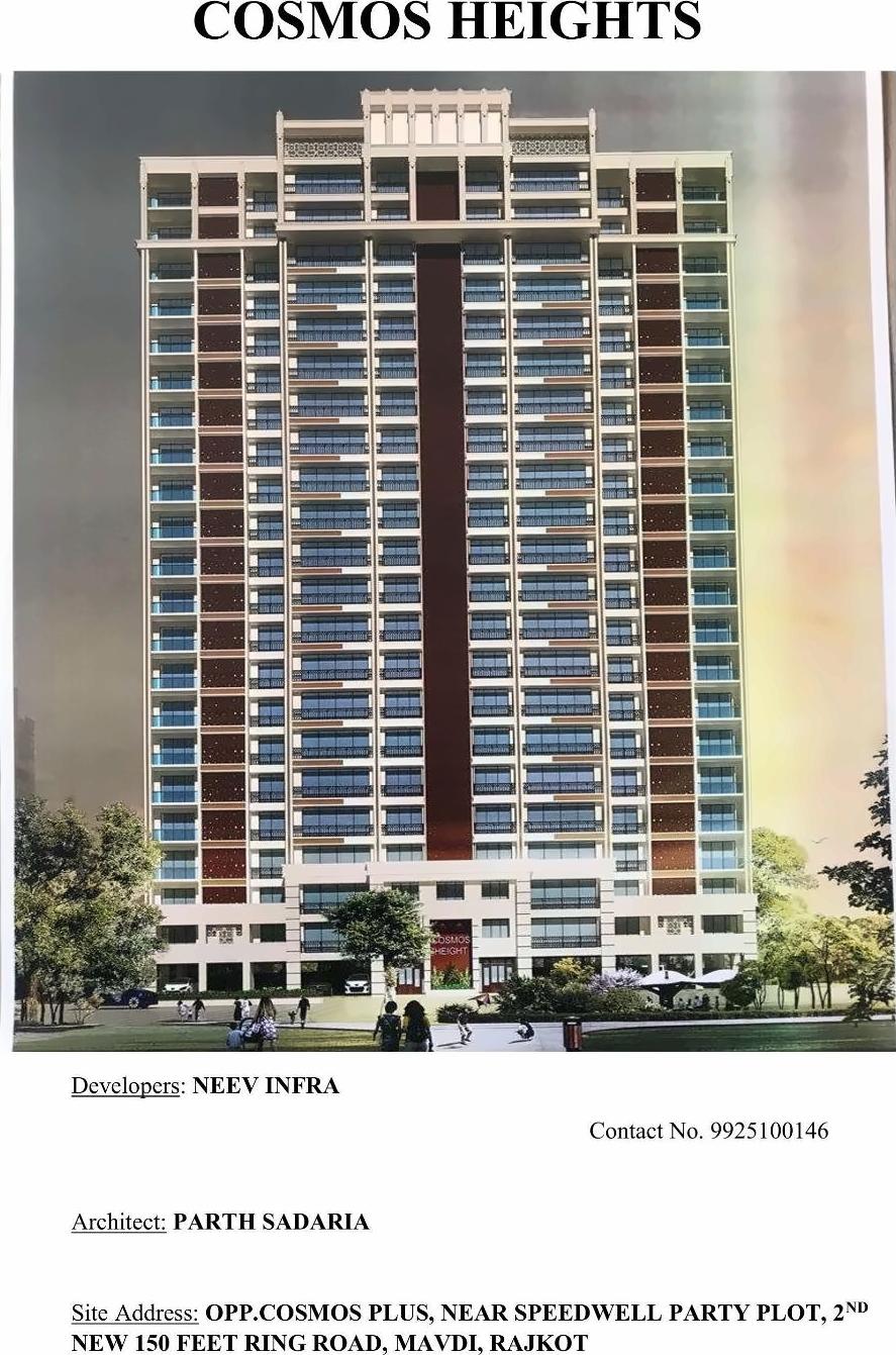 3D Elevation of real estate project Cosmos Heights located at Mavdi, Rajkot, Gujarat