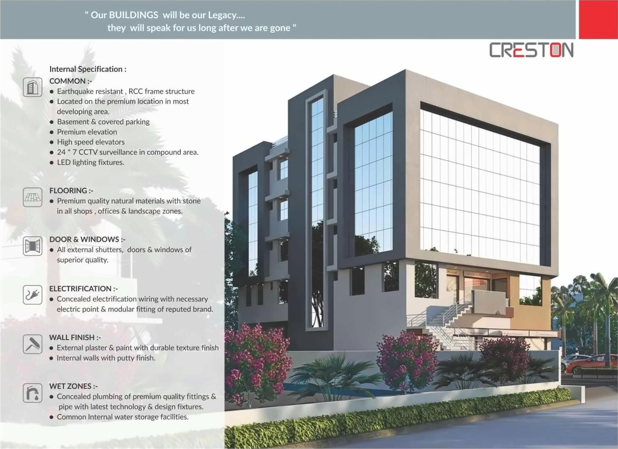 3D Elevation of real estate project Creston  Complex located at Mota-mava, Rajkot, Gujarat