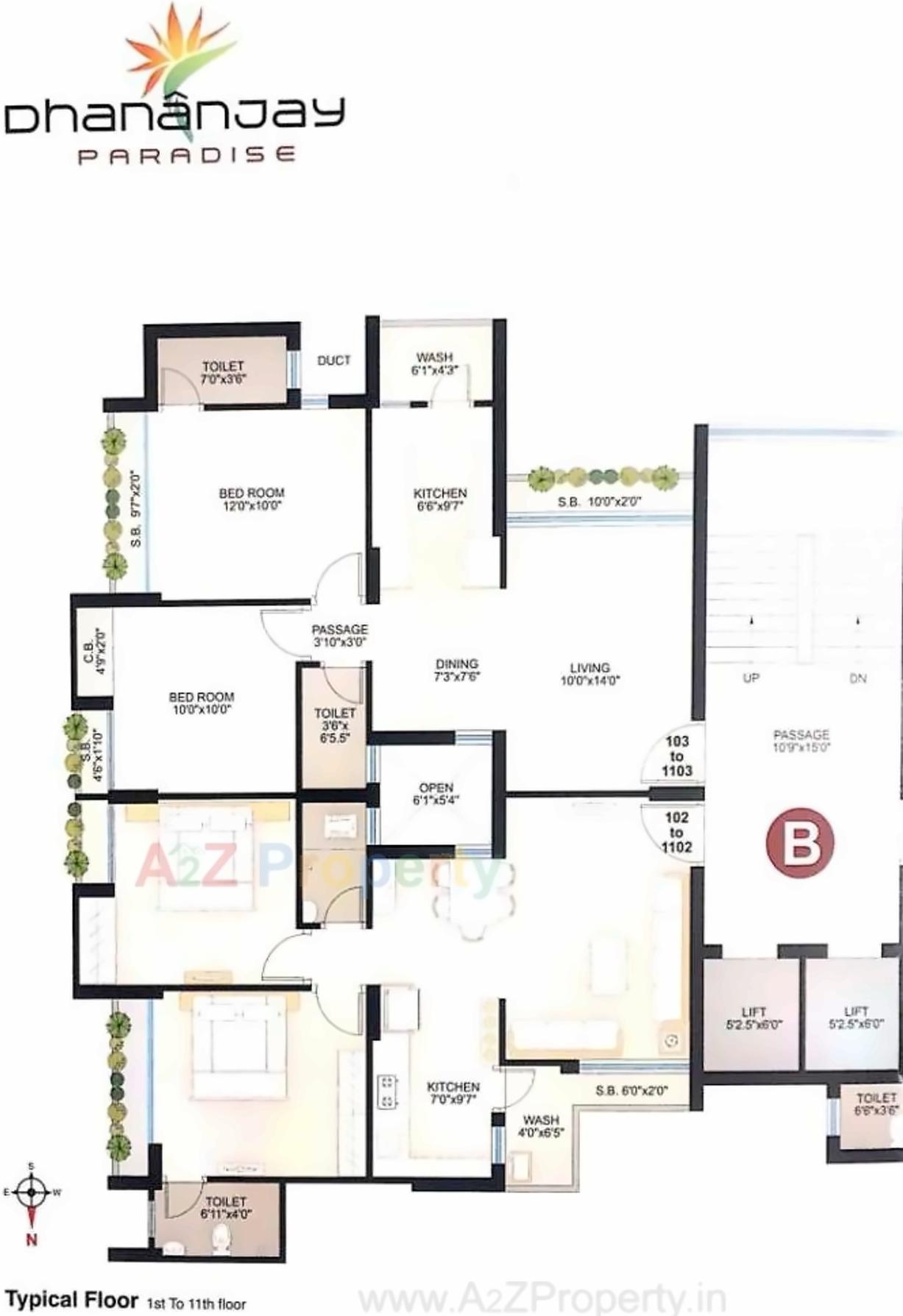 Layout of real estate project Dhananjay Paradise located at Mavdi, Rajkot, Gujarat