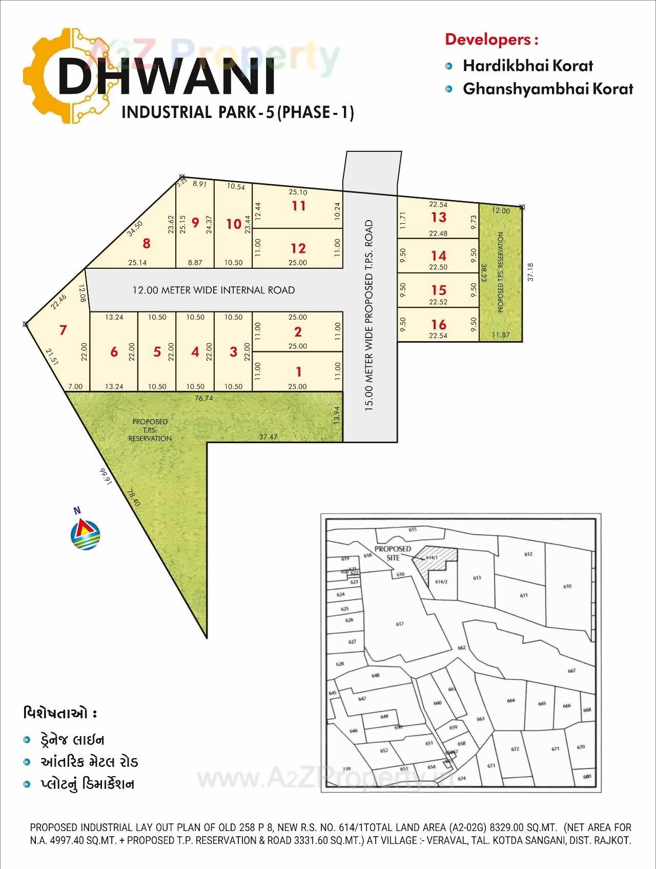 Layout of real estate project Dhwani Industrial Park located at Veraval, Rajkot, Gujarat