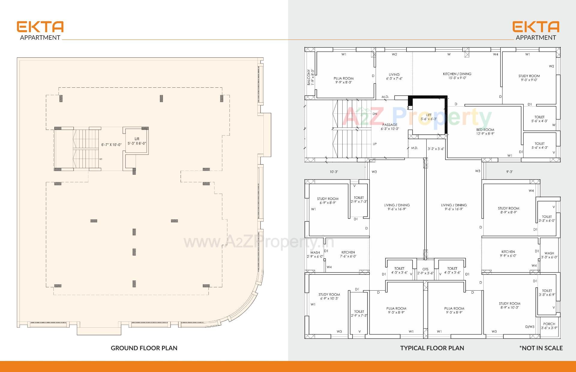 Layout of real estate project Ekta Apartment located at Rajkot, Rajkot, Gujarat