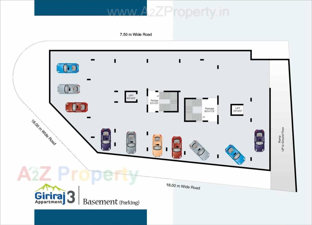 Layout of real estate project Giriraj Appartment located at Mavdi, Rajkot, Gujarat