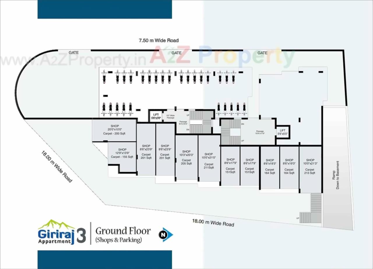 Layout of real estate project Giriraj Appartment located at Mavdi, Rajkot, Gujarat
