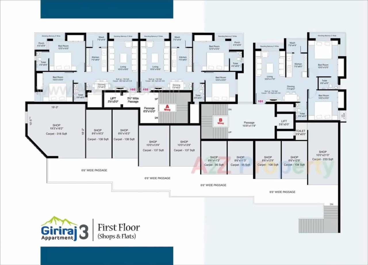 Layout of real estate project Giriraj Appartment located at Mavdi, Rajkot, Gujarat