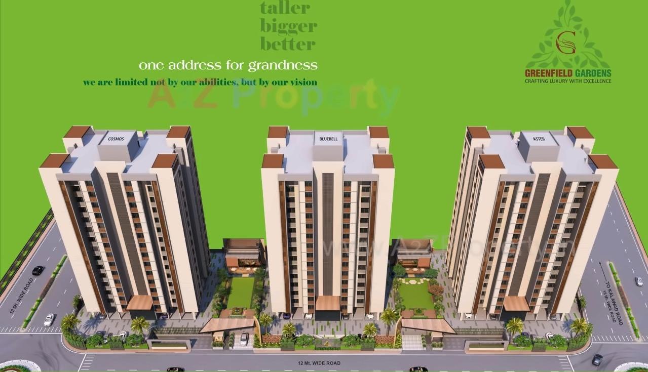 3D Elevation of real estate project Greenfield Gardens located at Mota-mava, Rajkot, Gujarat
