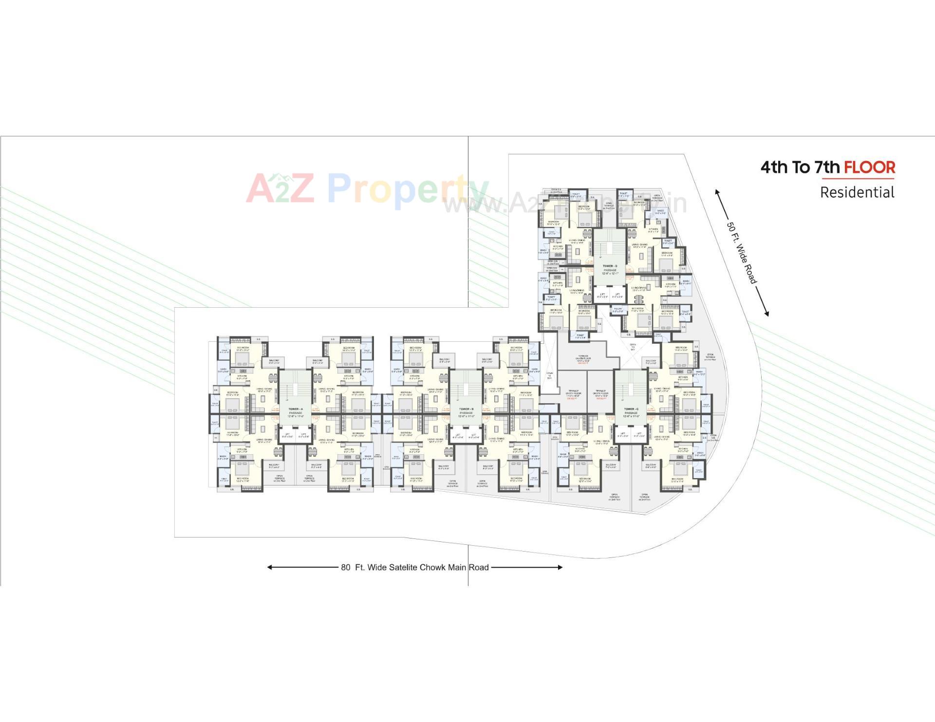 Layout of real estate project Gulmohar Towers located at Rajkot, Rajkot, Gujarat