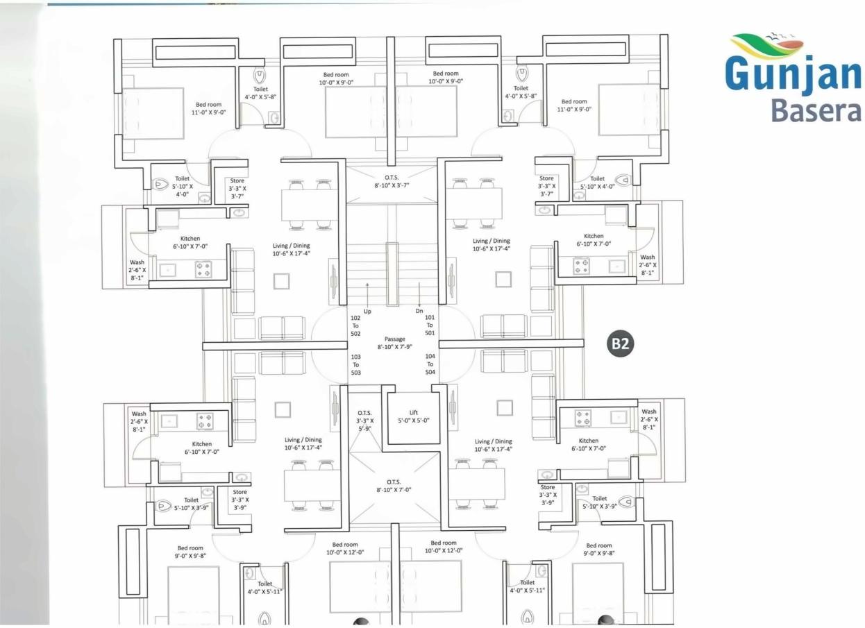 Layout of real estate project Gunjan Basera located at Raiya, Rajkot, Gujarat