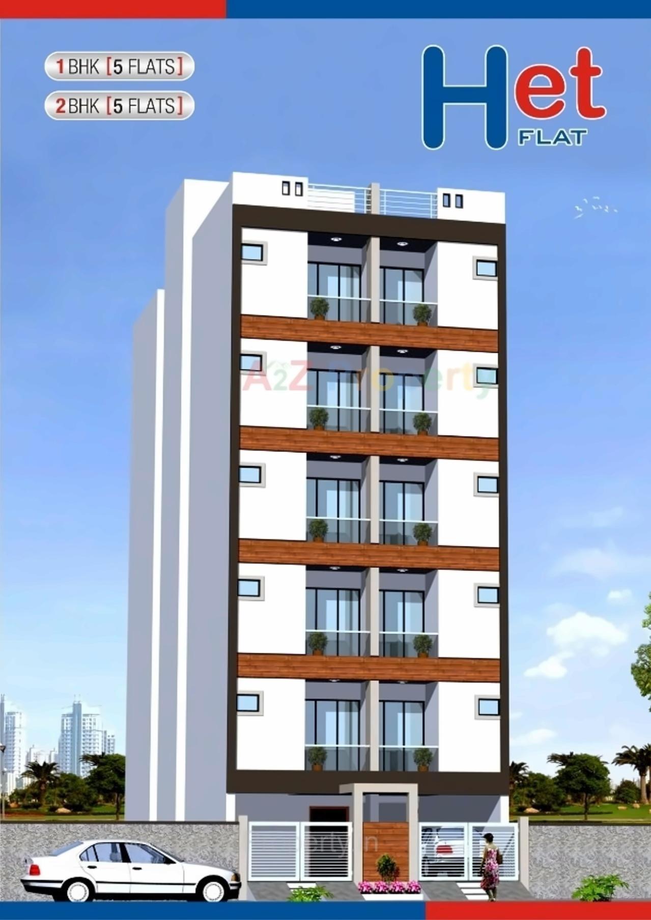 3D Elevation of real estate project Het Flat located at Mavdi, Rajkot, Gujarat