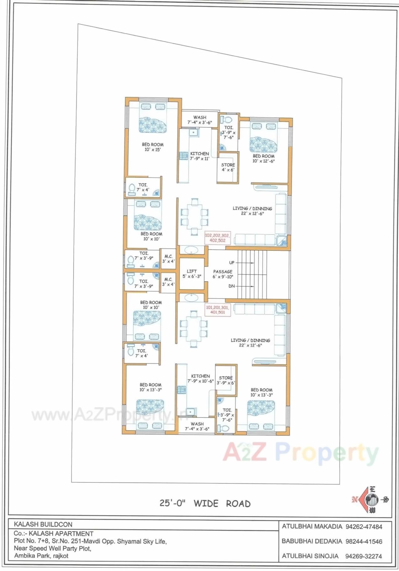 Layout of real estate project Kalash Apartment located at Mavdi, Rajkot, Gujarat