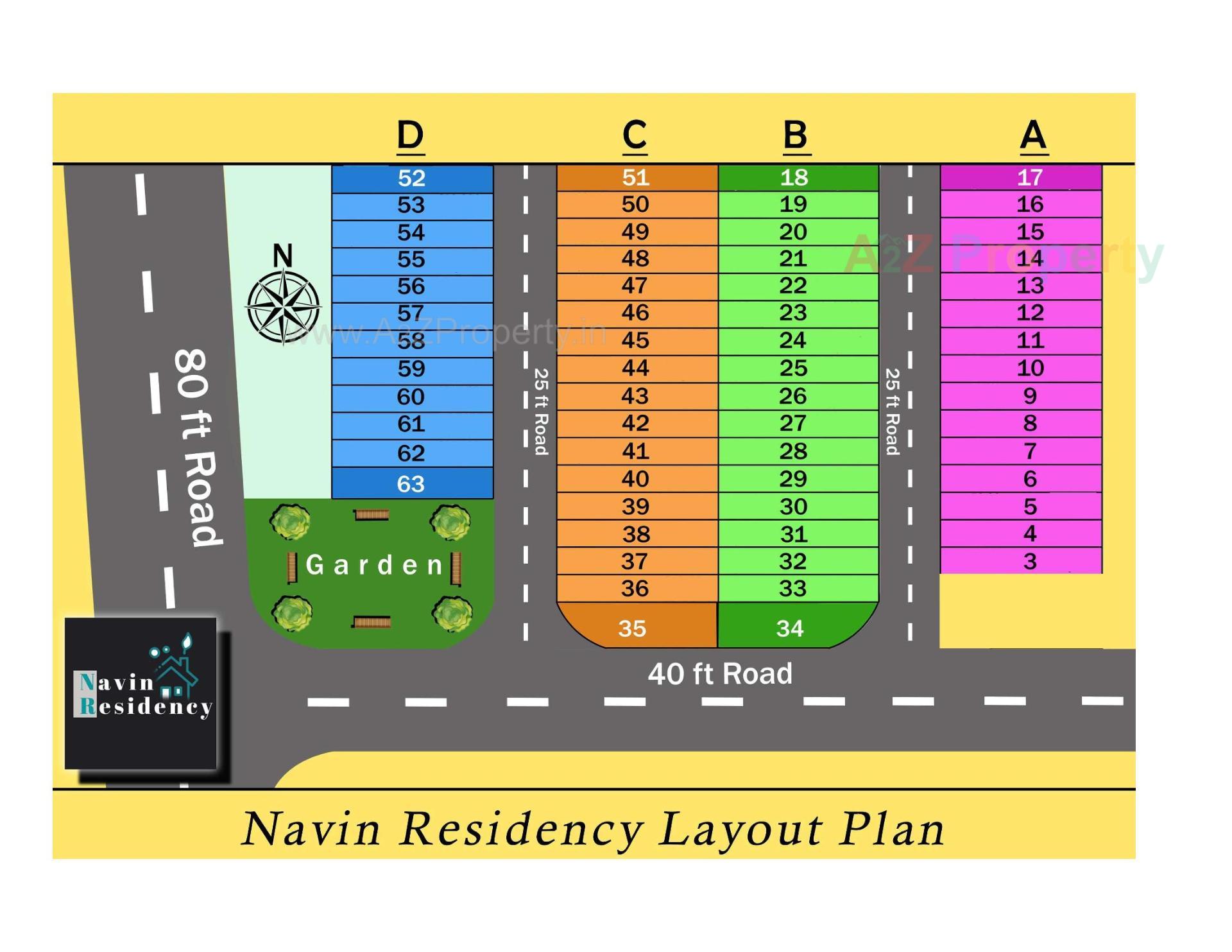 Layout of real estate project Navin Residency located at Anandpar, Rajkot, Gujarat