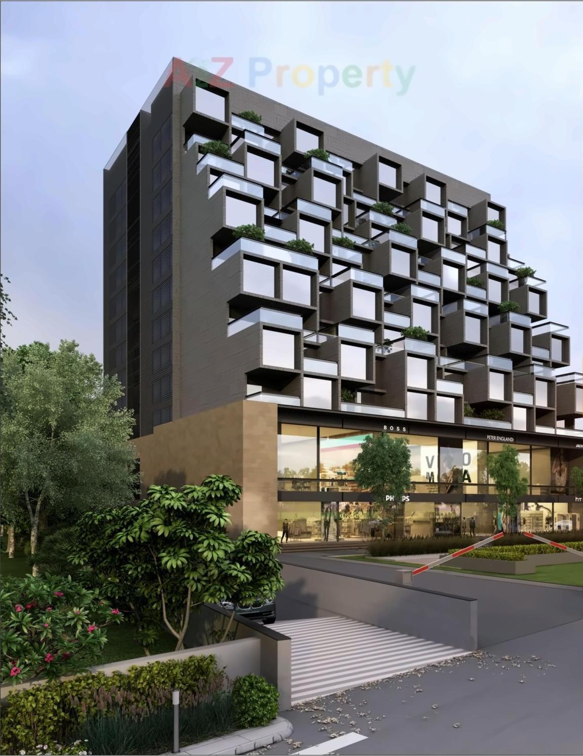 3D Elevation of real estate project Om Decora 9 Square located at Nana-mava, Rajkot, Gujarat