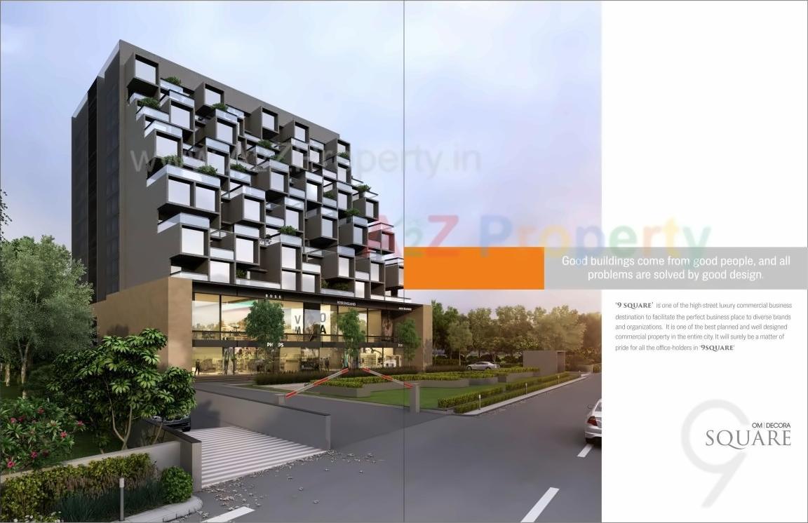 3D Elevation of real estate project Om Decora 9 Square located at Nana-mava, Rajkot, Gujarat