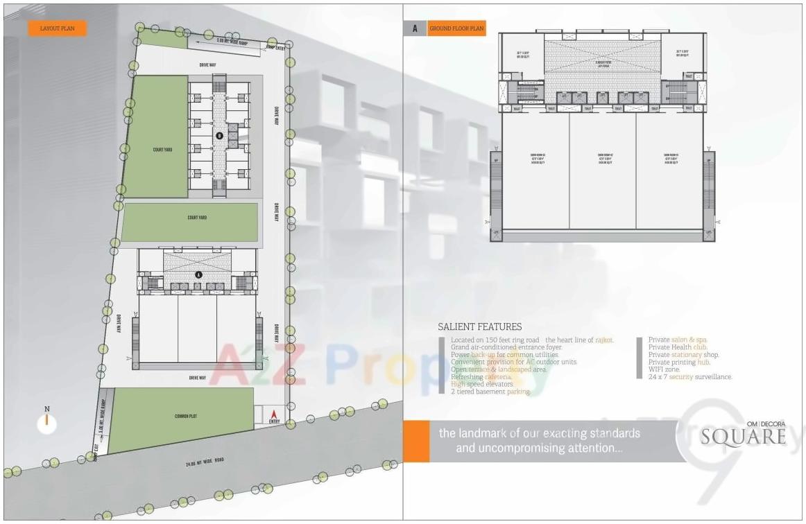 Layout of real estate project Om Decora 9 Square located at Nana-mava, Rajkot, Gujarat
