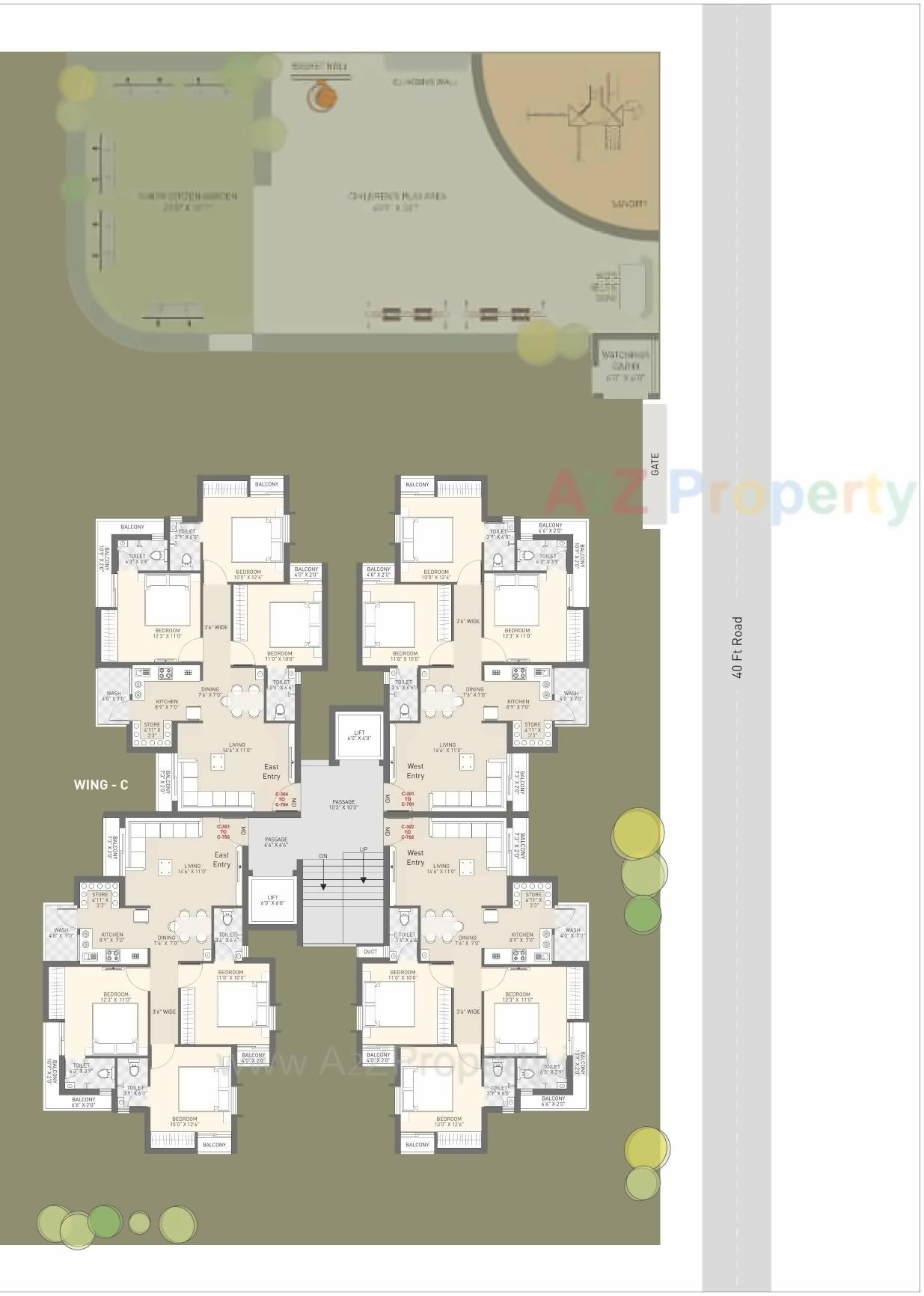 Layout of real estate project Parshwanath Heights located at Ghanteshwar, Rajkot, Gujarat