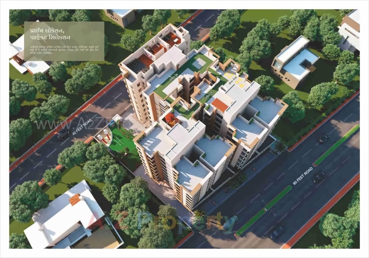3D Elevation of real estate project Parshwanath Heights located at Ghanteshwar, Rajkot, Gujarat