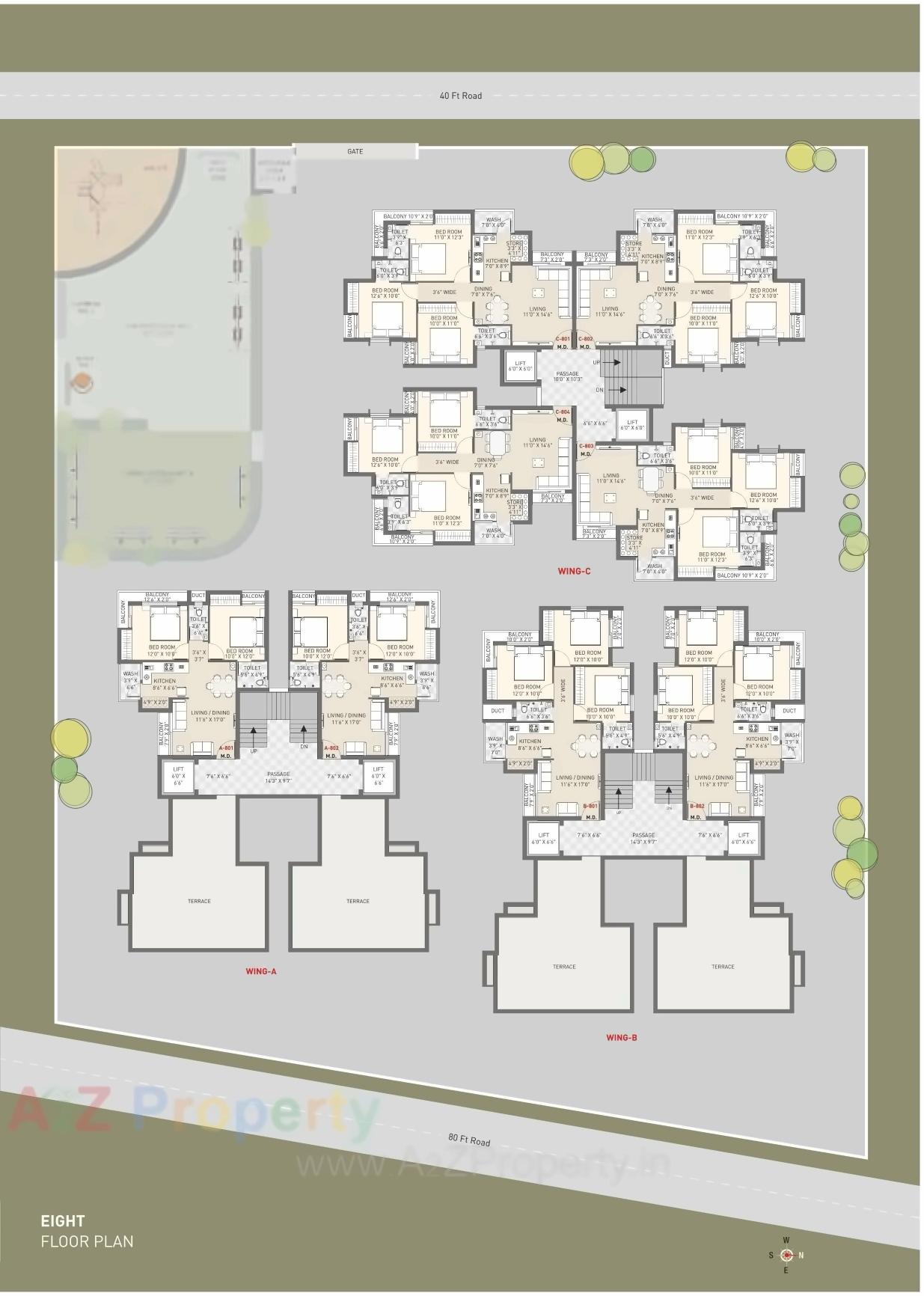 Layout of real estate project Parshwanath Heights located at Ghanteshwar, Rajkot, Gujarat