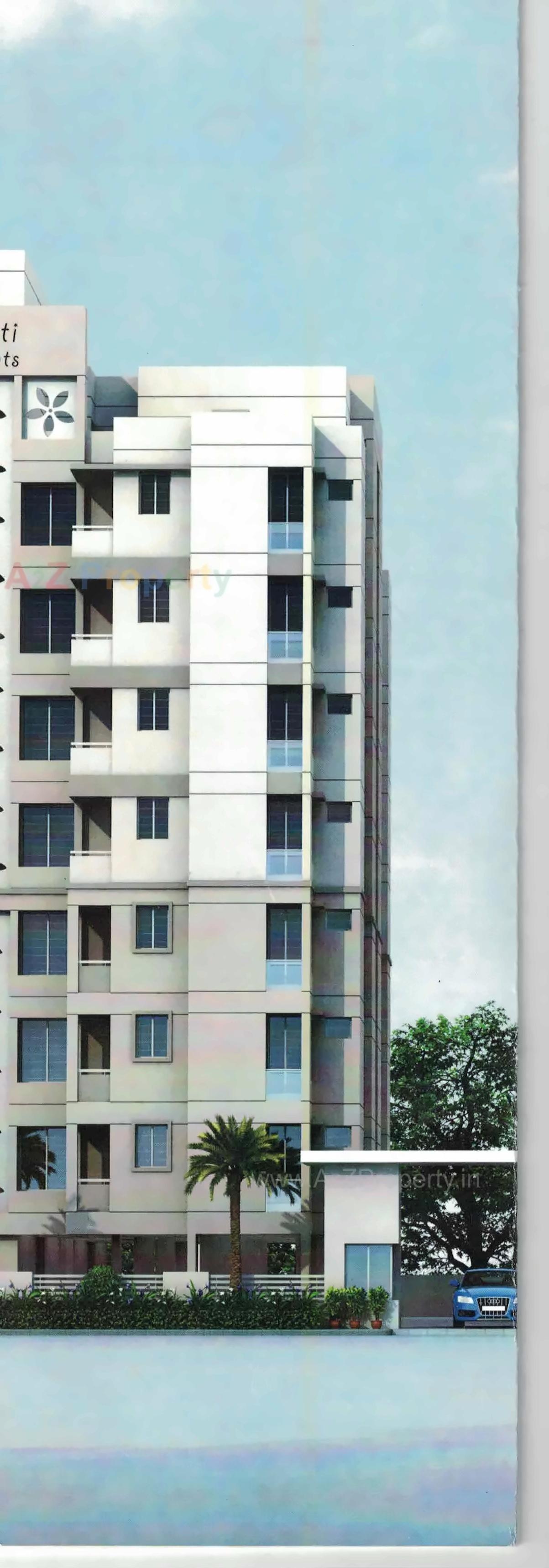 3D Elevation of real estate project Prashanti Flats located at Munjka, Rajkot, Gujarat