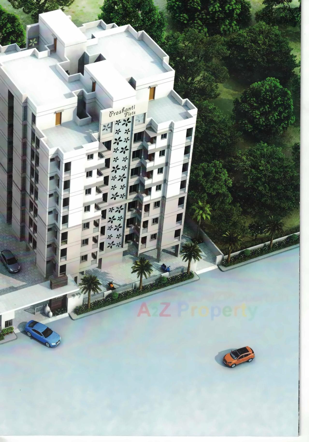 3D Elevation of real estate project Prashanti Flats located at Munjka, Rajkot, Gujarat