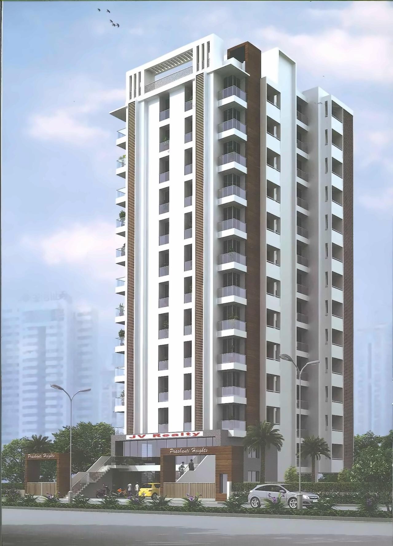 3D Elevation of real estate project Prashanti Heights located at Munjka, Rajkot, Gujarat