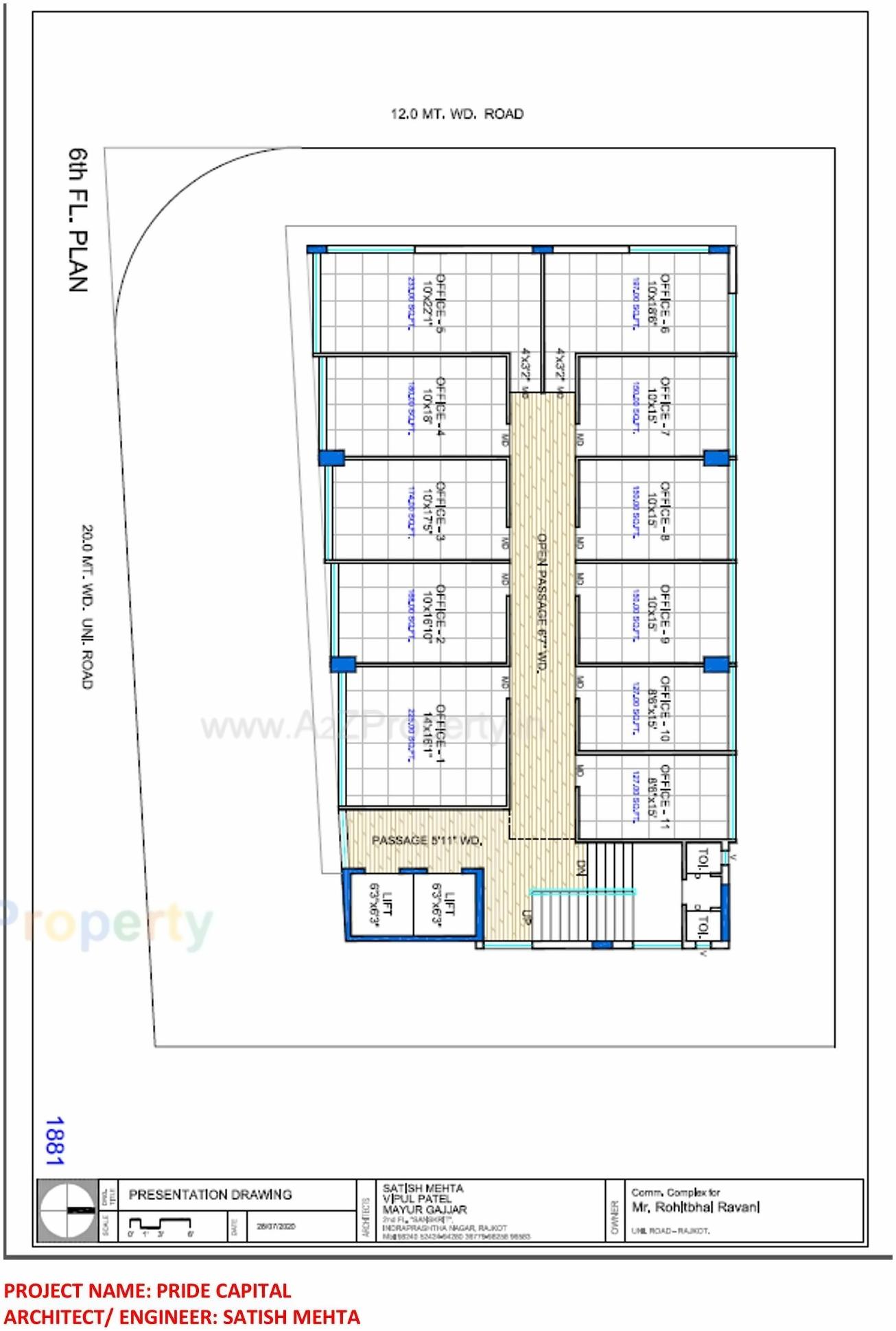 Layout of real estate project Pride Capital located at Raiya, Rajkot, Gujarat