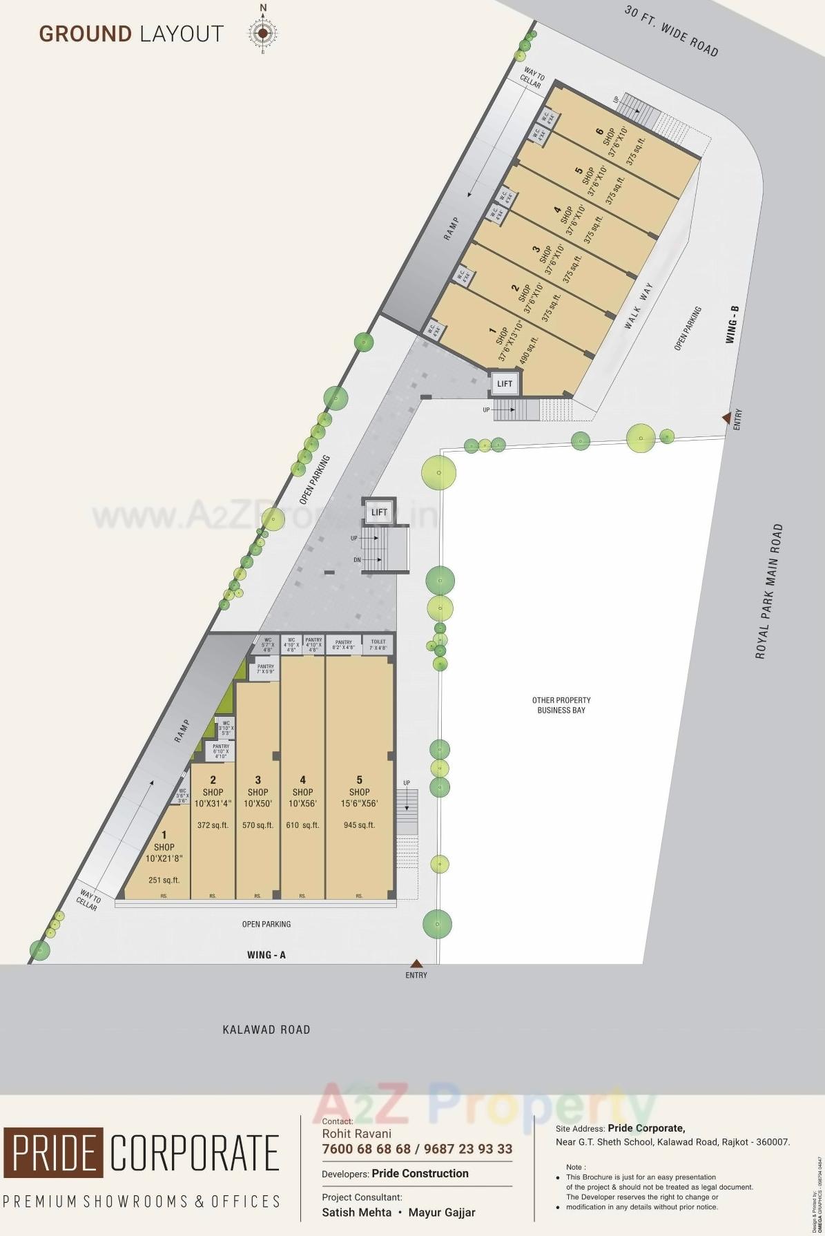 Layout of real estate project Pride Corporate located at Nana-mava, Rajkot, Gujarat