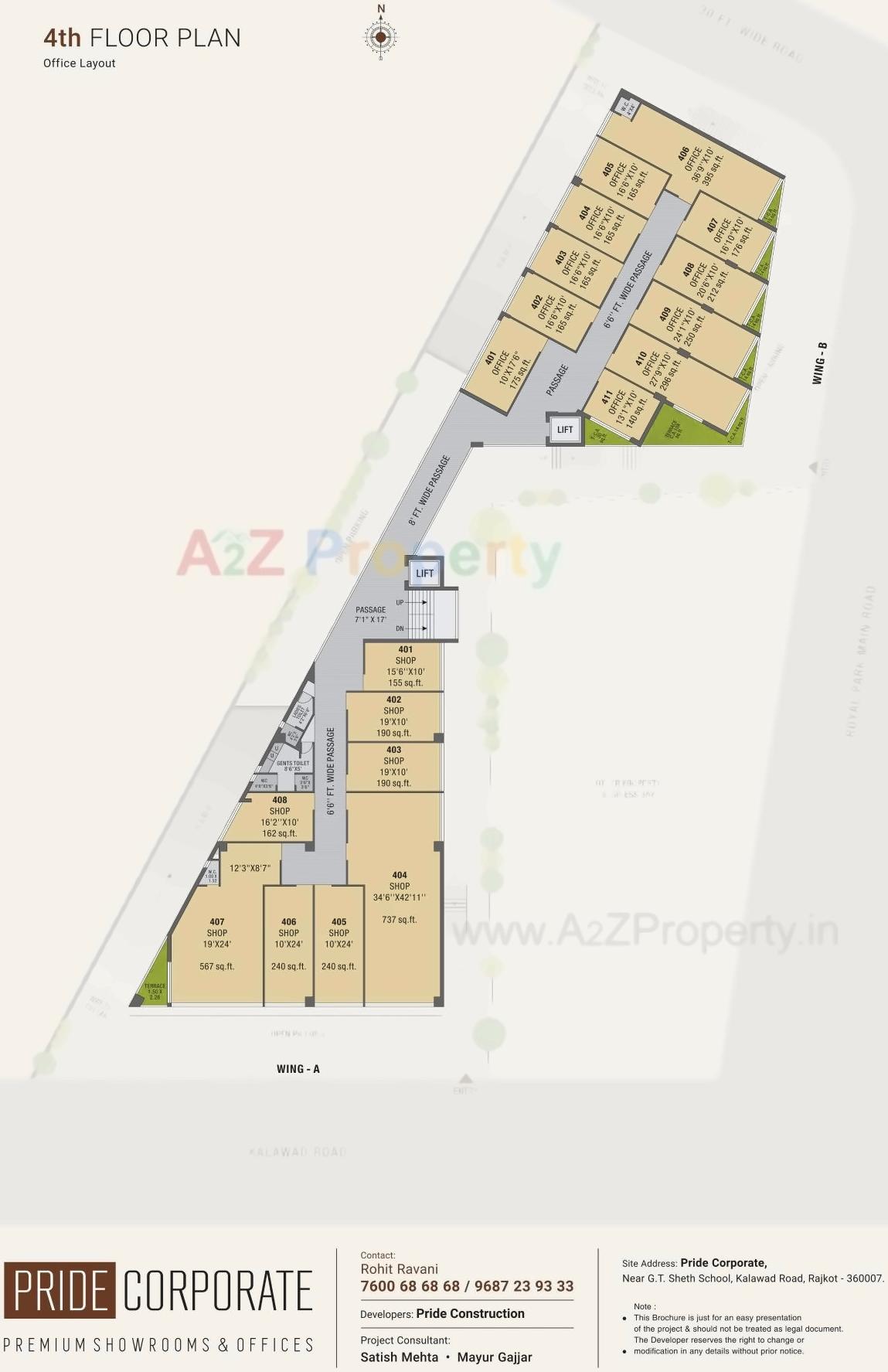 Layout of real estate project Pride Corporate located at Nana-mava, Rajkot, Gujarat
