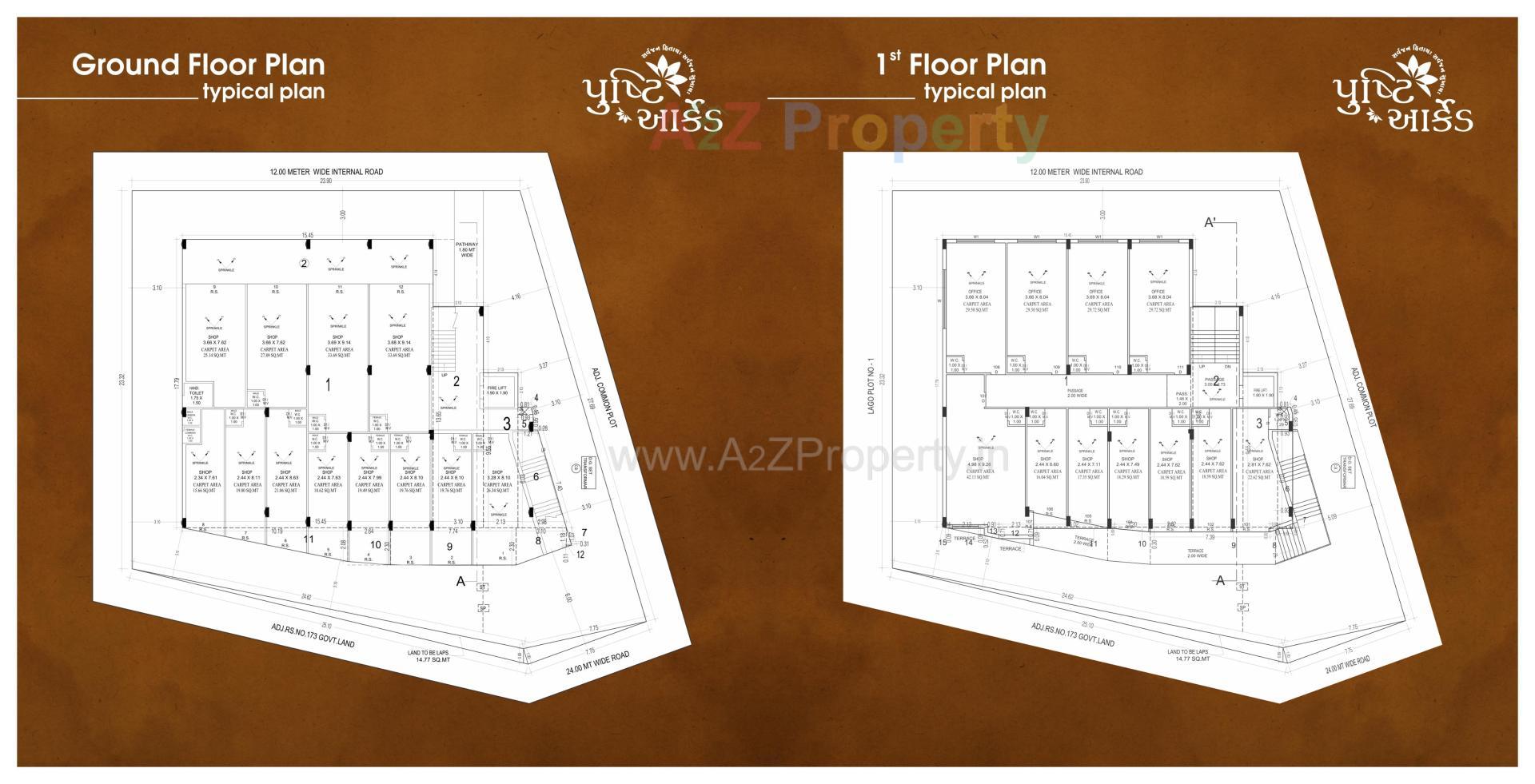 Layout of real estate project Pushti Arcade located at Kothariya, Rajkot, Gujarat